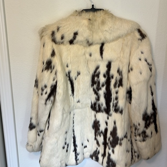 Vintage Jet Set of California 100% Real White Spotted Rabbit Fur Coat - Picture 5 of 10